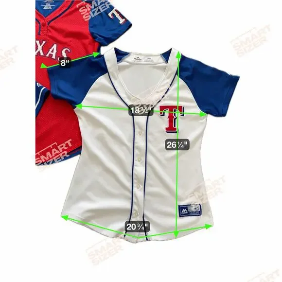 Texas Rangers 3 Women's Shirt Lot Baseball Jersey Style Majestic S M Red Blue - Picture 8 of 9